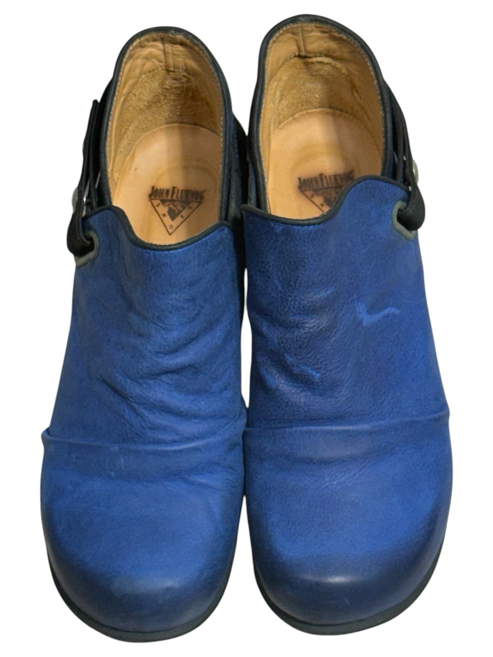 John Fluevog Hopeful Holly Blue Leather Ankle Bootie Boot Size 10 RARE - Picture 6 of 9